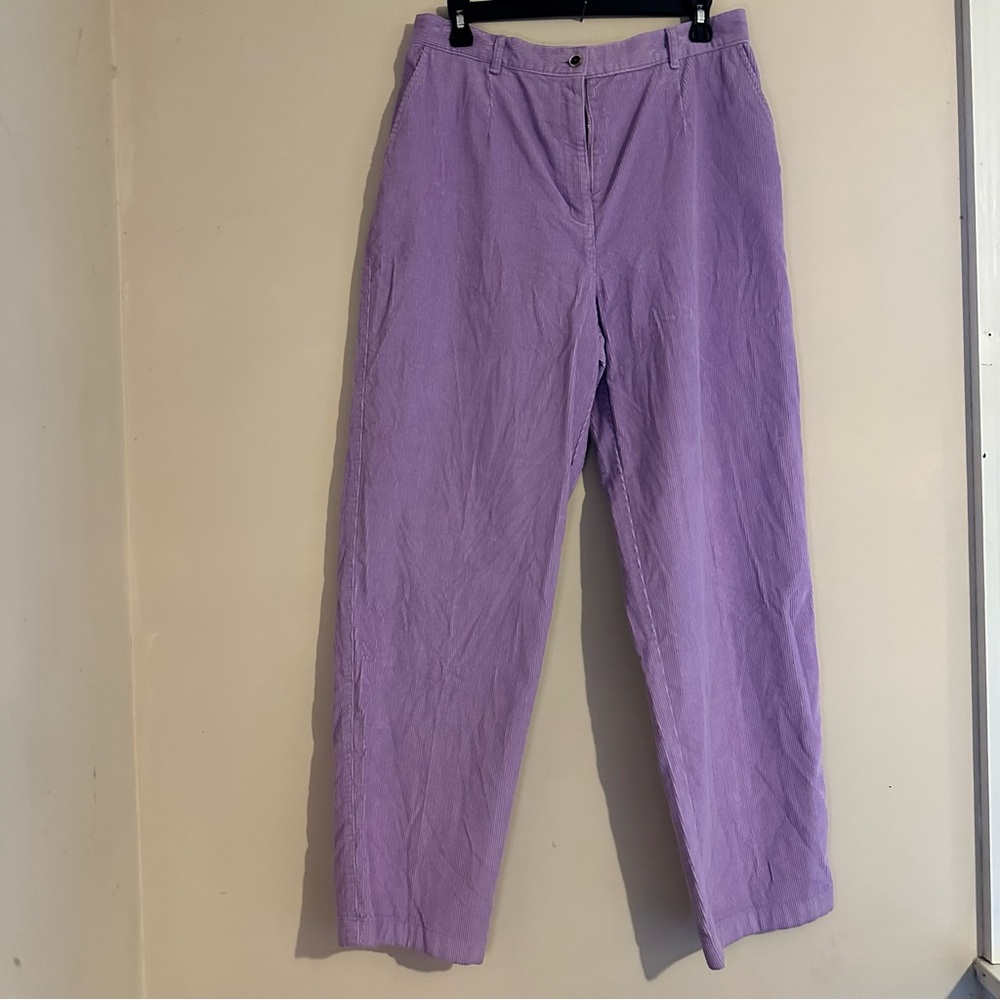 90s Y2K L.L. Bean Women’s Lavender Corduroy Relaxed Pleated High Elastic Pants